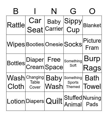 The Griffin's Baby Shower Bingo Card