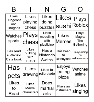 Getting to Know Cascade Bingo Card