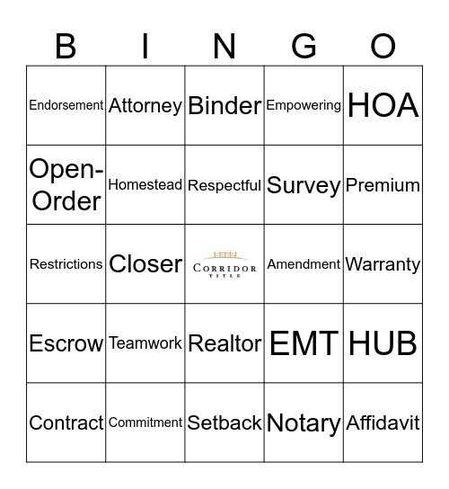 CORRIDOR TITLE BINGO Card