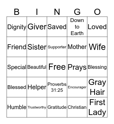 First Lady Morgan Bingo Card