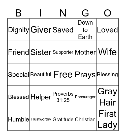 First Lady Morgan Bingo Card