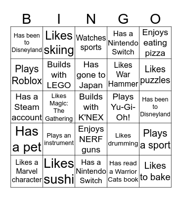Getting to Know Tower Bingo Card