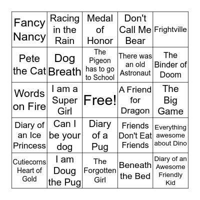 Book Fair Bingo Card