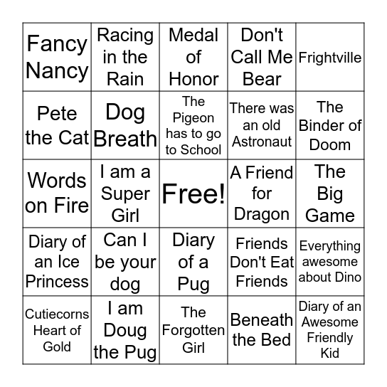 Book Fair Bingo Card