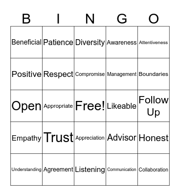 Building & Managing Relationships Bingo Card