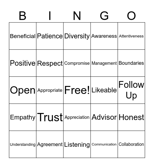 Building & Managing Relationships Bingo Card