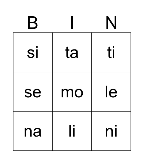 Blending Bingo! Bingo Card