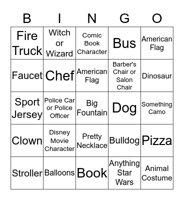 Treats on the Streets 2019 Bingo Card