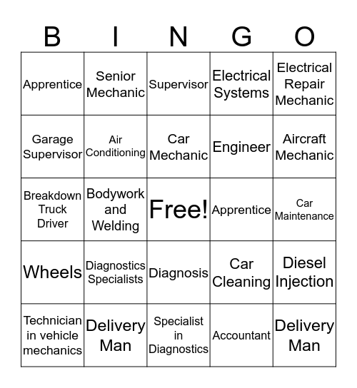 Automoción Bingo Card