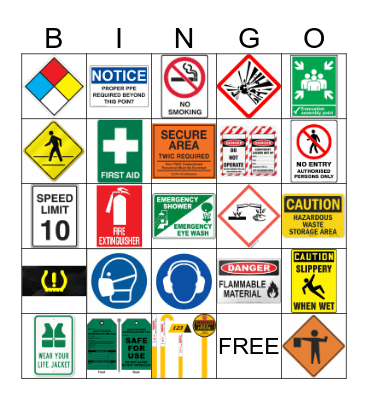 Safety Signs Bingo Card