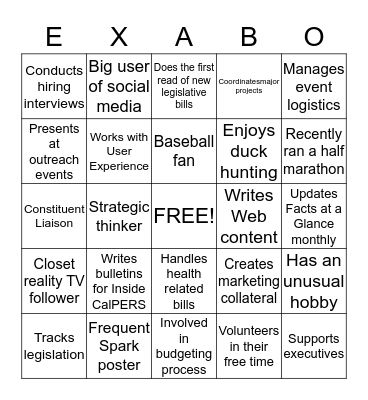 External Affairs Branch Meeting Ice Breaker Bingo Card