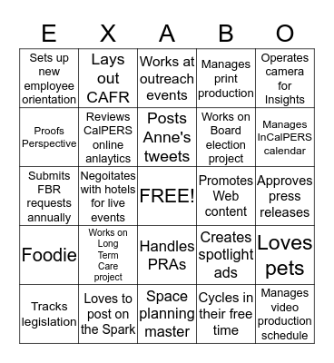 External Affairs Branch Meeting Ice Breaker Bingo Card