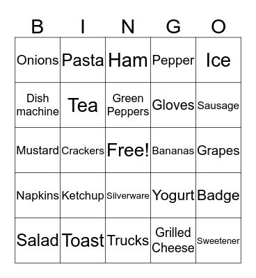 Food Service Week Bingo Card