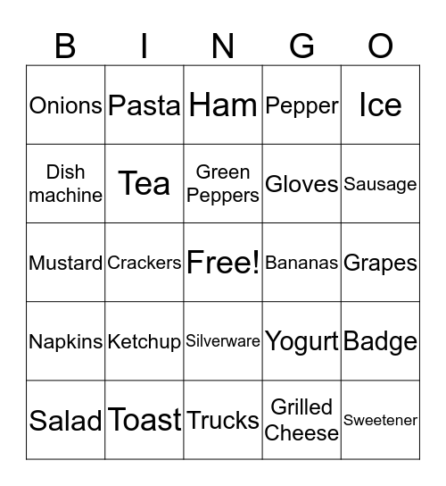 Food Service Week Bingo Card