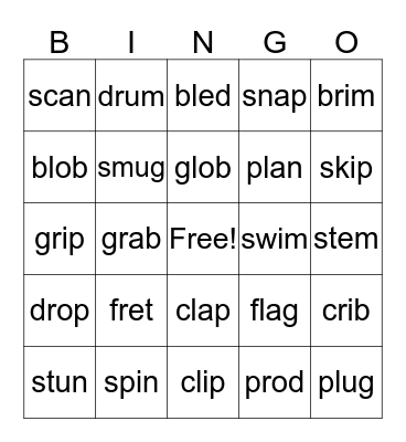 Blends Bingo Card
