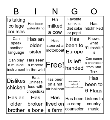 Get to Know Your Sistas' Bingo Card