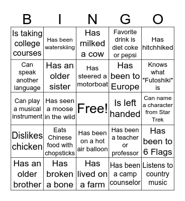 Get to Know Your Sistas' Bingo Card