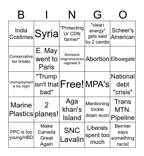 Debate bingo Card