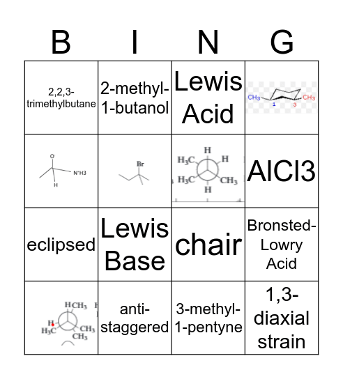 Organic Chemistry test 2 Bingo Card