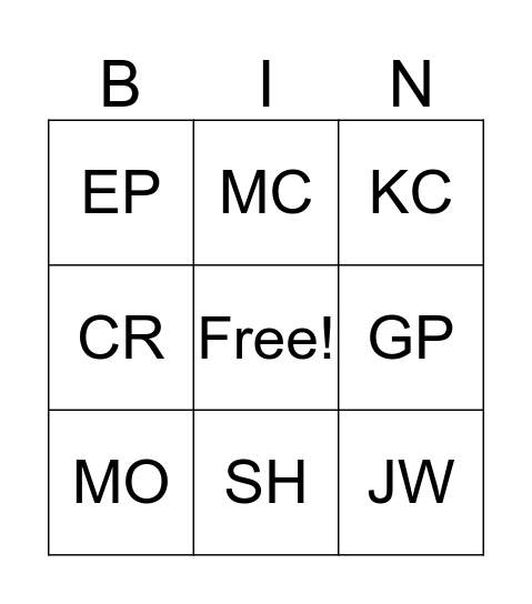 Subliminal  Bingo Card