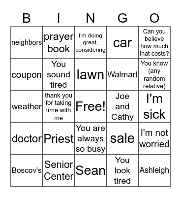 Mom Bingo - Christine Edition Bingo Card
