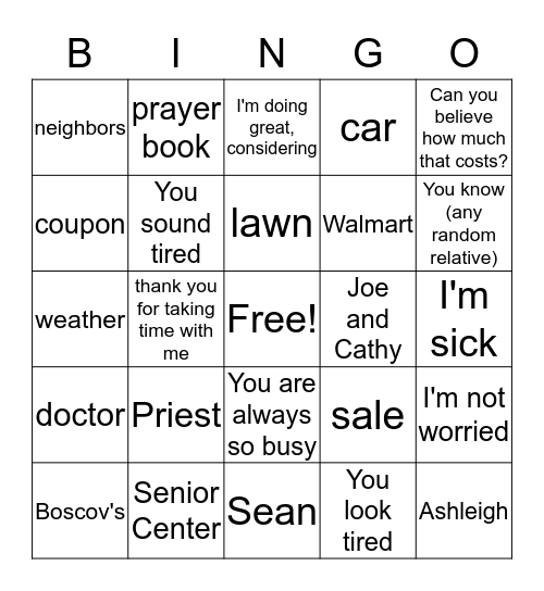 Mom Bingo - Christine Edition Bingo Card