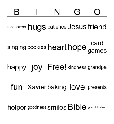 VIP Day Bingo Card