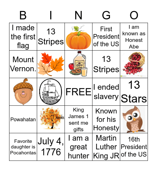 Famous People and Events Bingo Card