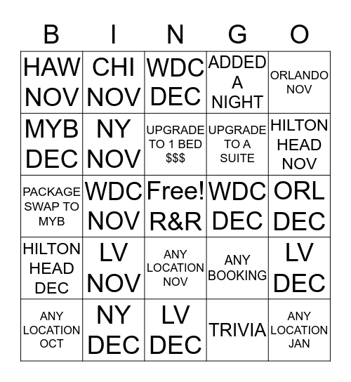 R&R Bingo!  Bingo Card