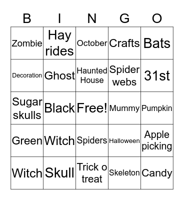 Halloween Bingo Card