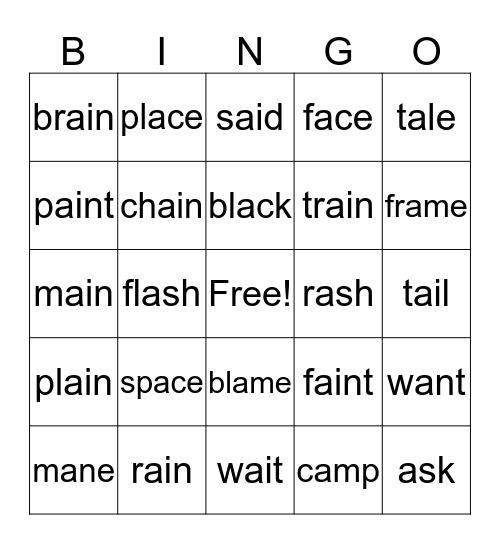 Within Word - Word Sort 13 Bingo Card