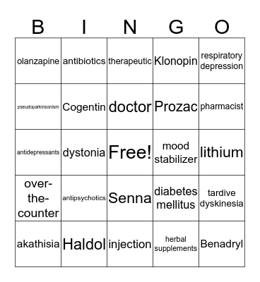 Pharmacy BINGO Mash-Up Bingo Card
