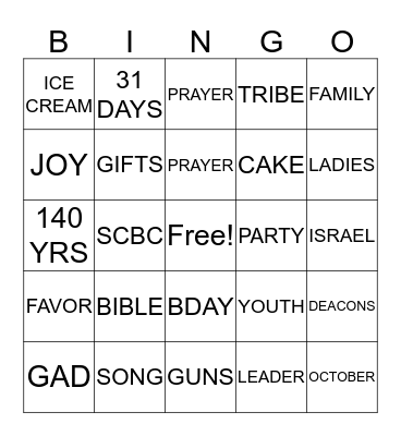 TRIBE OF GAD Bingo Card