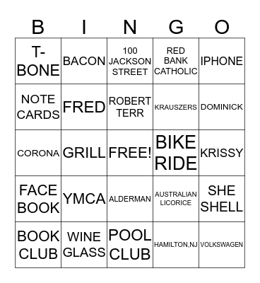 KATHIE'S 60TH BIG CHILL B-DAY WEEKEND Bingo Card