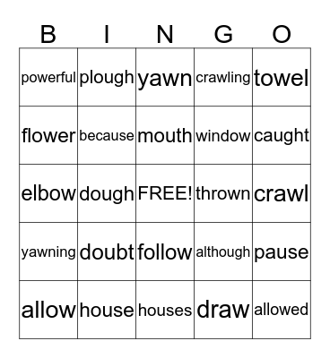 Weel 1 Spelling Bingo Card