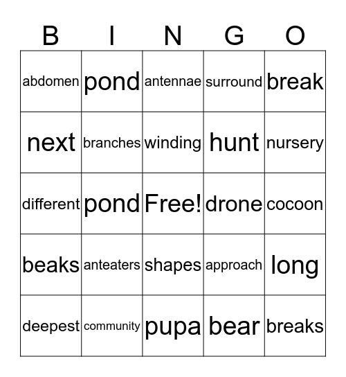 The Lives of Ants Bingo Card