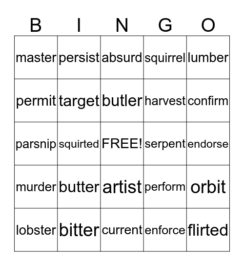 r-controlled BINGO Card