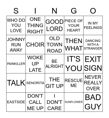 HITS OF 2019 Bingo Card