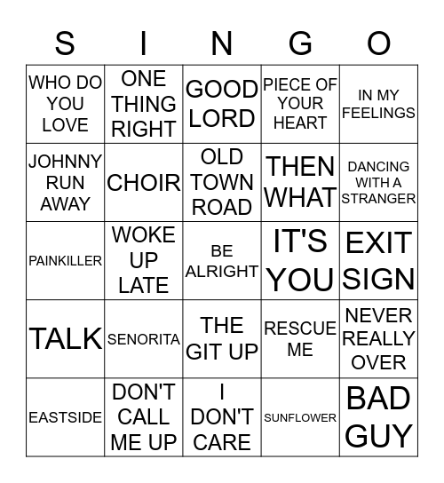 HITS OF 2019 Bingo Card