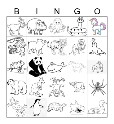 animal bingo Card