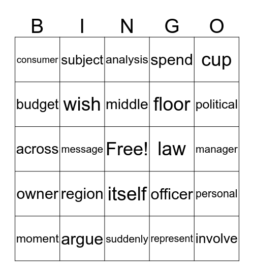 500-1,000 words BINGO Card