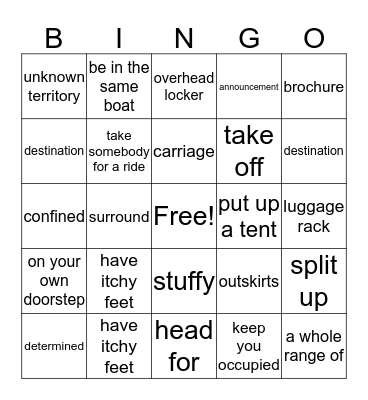 Vocabulary Bingo Card