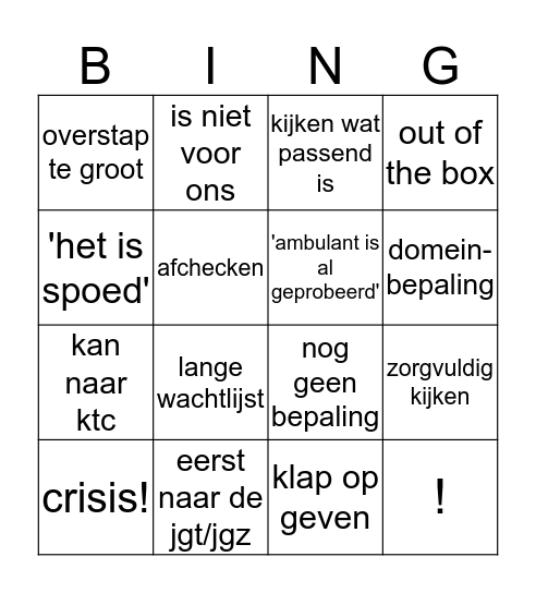 Jeuk! Bingo Card