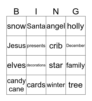 CHRISTMAS Bingo Card