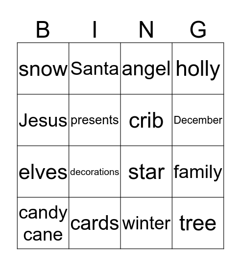 CHRISTMAS Bingo Card