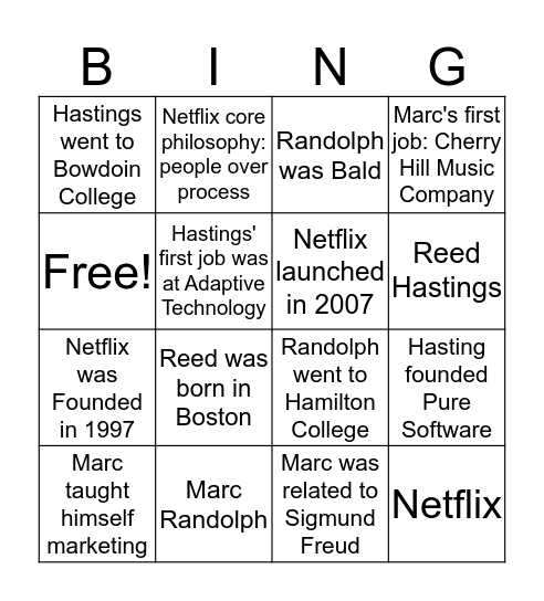 Netflix Bingo Card