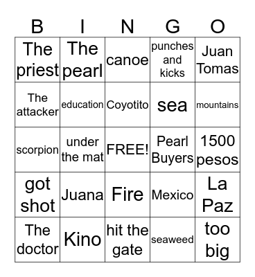 The Pearl Bingo Card