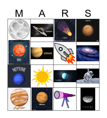 Solar System Bingo Card