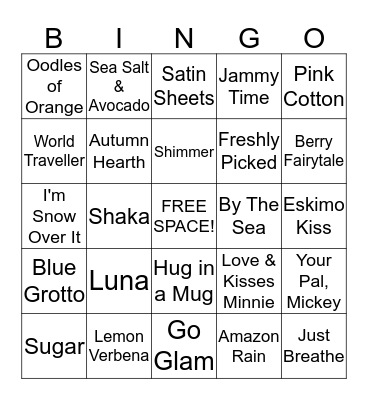Scentsy Bingo! Bingo Card