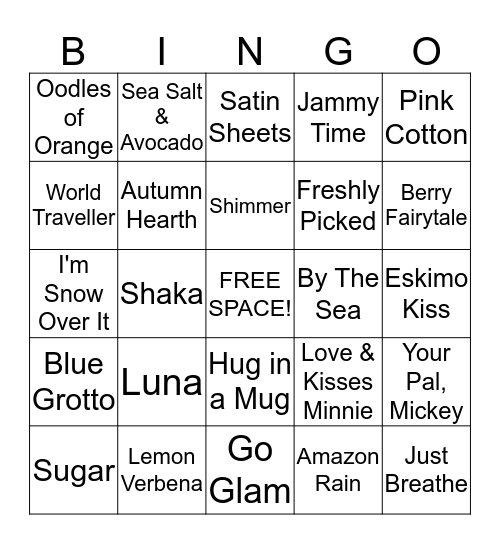 Scentsy Bingo! Bingo Card